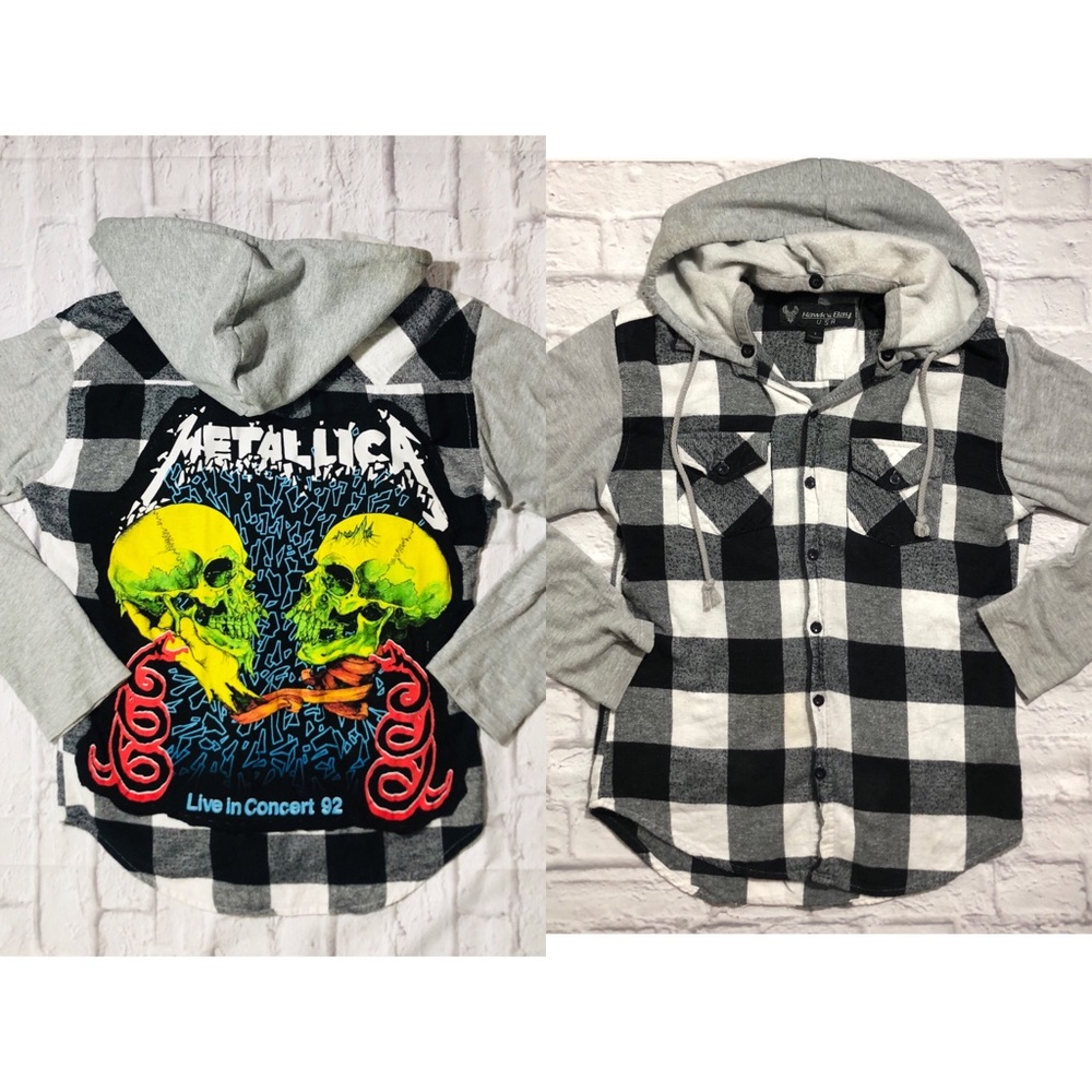 Custom Metallica Rock Band Tee & Hooded Flannel